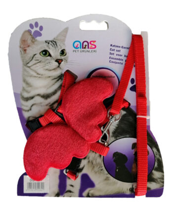 Atlantik Kanatlı Melek Kedi Göğüs Bel Tasması 20*32 cm Kırmızı