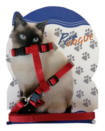 Markapet Kedi Göğüs Bel Tasma Takımı Medium Kırmızı 20*32-120 cm