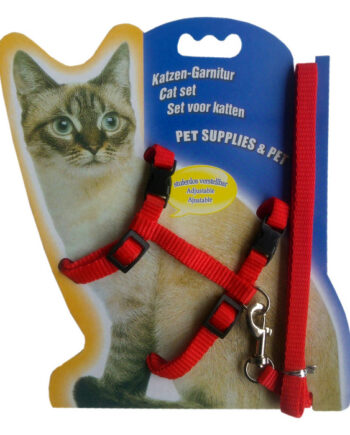 Kedi Göğüs Bel Tasma Takımı Medium Kırmızı 20*32-120 cm