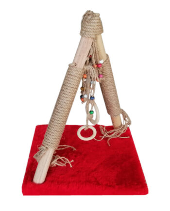 Püsküllü Boncuklu Kedi Tırmalama Tahtası + Oyun Alanı 30*40 cm Kırmızı
