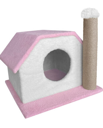 Markapet Tırmalamalı Kedi Klubesi 33 x 40 x 45 cm Pembe-Beyaz