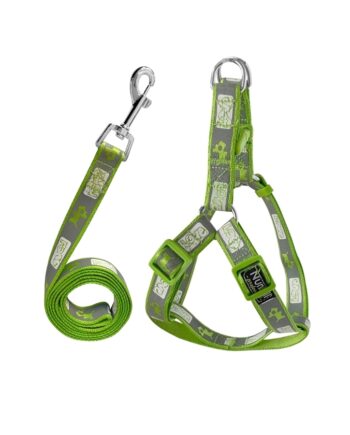 Köpek Göğüs Tasma Seti Köpek Desenli 120 cm-47 cm-67 cm Yeşil