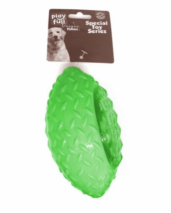 Playfull Rugby Topu Şeklinde Işıklı Plastik Köpek Oyuncağı 6x14 Cm Yeşil
