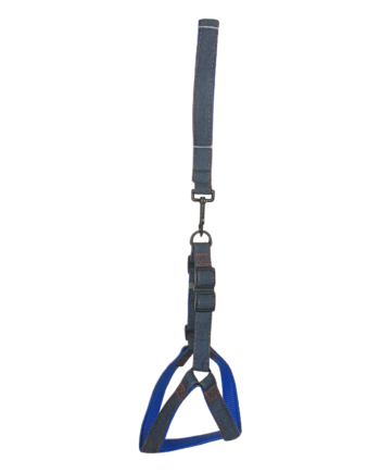 Köpek Göğüs Tasma Seti Dokuma 3.5 cm*70-90 cm Mavi Kot