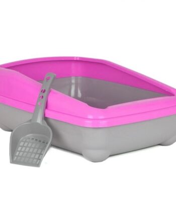Kedi Tuvalet Kum Kabı 50/37/13.5 cm Koyu Pembe + Kürek Hediye