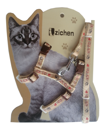 Atlantik Krem Pati Desenli Kedi Göğüs Bel Tasması 20*32 cm