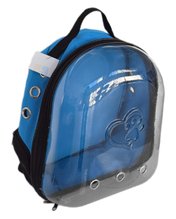 Kalpli Patili Astronot Şeffaf Taşıma Sırt Çantası Mavi 24x32x42 cm