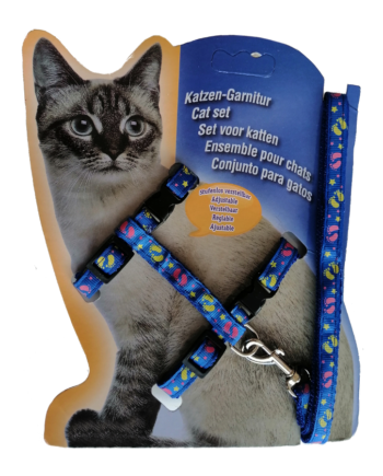Atlantik Desenli Kedi Göğüs Bel Tasması 20*32 cm Mavi