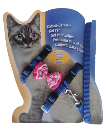 Atlantik Papyonlu Mavi Kedi Göğüs Bel Tasması 20*32 cm