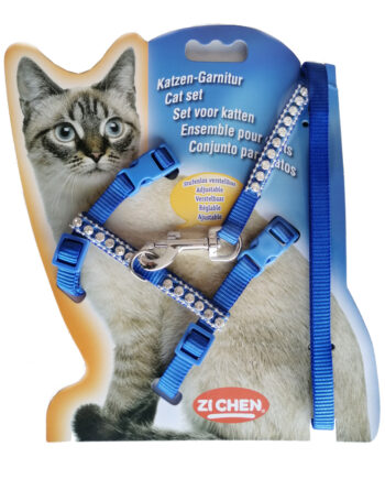 Atlantik Taşlı Kedi Göğüs Bel Tasması 20*32 cm Mavi