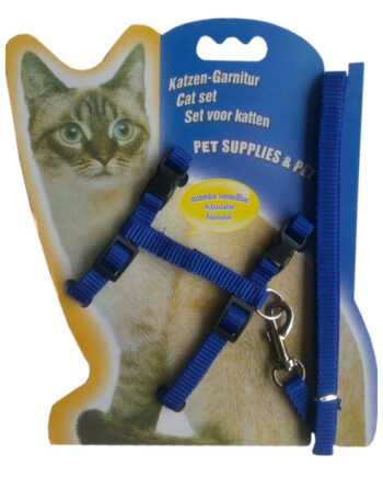 Kedi Göğüs Bel Tasma Takımı Medium Mavi 20*32-120 cm