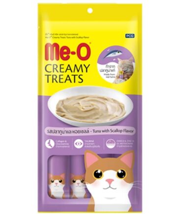 Me-o Creamy Treats Ton Balıklı ve Deniz Taraklı Krem Kedi Ödülü 4 x 15 GR