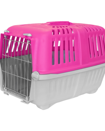 Markapet Metal Kapaklı Kedi Köpek Taşıma Çantası 28 x 32-44 cm Pembe Gri