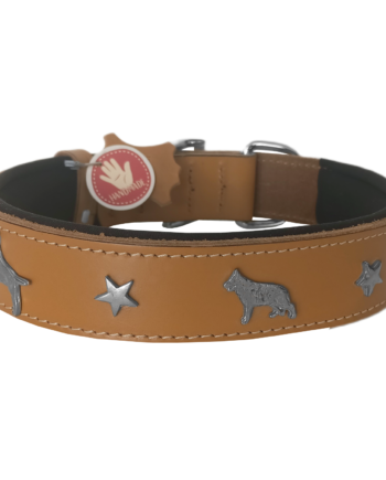 Doggie Konfor Deri Köpek Figürlü Köpek Boyun Tasması 56-64 cm XL Kamel