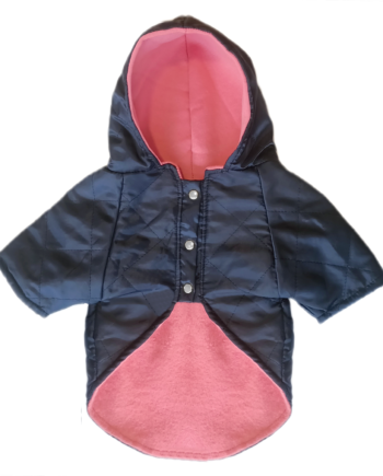 Kapşonlu Ve Astarlı Köpek Montu XX Large 37-54 cm Lacivert Pembe