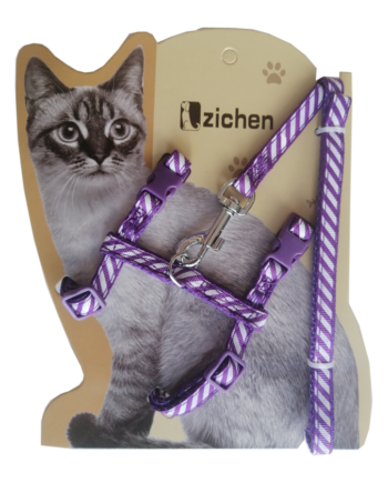 Atlantik Mor Çizgili Kedi Göğüs Bel Tasması 20*32 cm