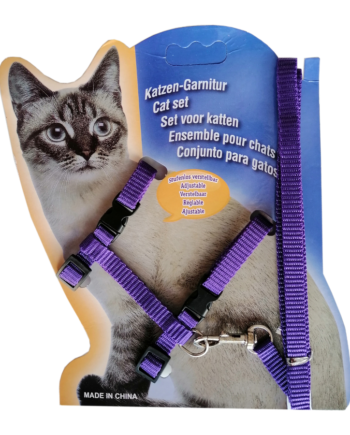 Kedi Göğüs Bel Tasma Takımı Medium Mor 20*32-120 cm