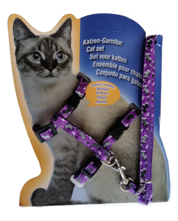 Atlantik Desenli Kedi Göğüs Bel Tasması 20*32 cm Mor