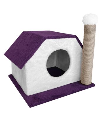 Markapet Tırmalamalı Kedi Klubesi 33 x 40 x 45 cm Mor-Beyaz