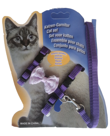 Atlantik Papyonlu Mor Kedi Göğüs Bel Tasması 20*32 cm