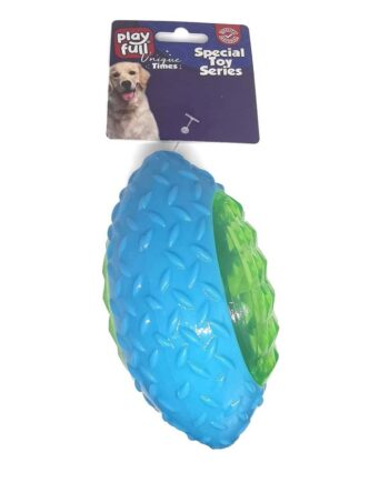 Playfull Rugby Topu Şeklinde Işıklı Plastik Köpek Oyuncağı 6x14 Cm Mavi