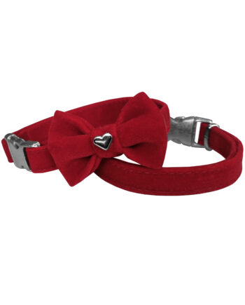 Markapet Kadife Papyonlu Kedi Boyun Tasması 20-32 cm Kırmızı