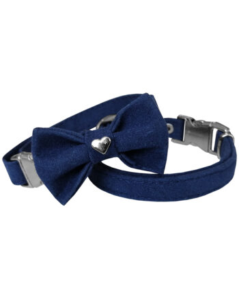 Markapet Kadife Papyonlu Kedi Boyun Tasması 20-32 cm Lacivert