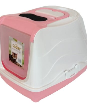 Karbon Filtreli Üstü Açılabilir Kedi Tuvaleti 35*36*49 cm Pembe