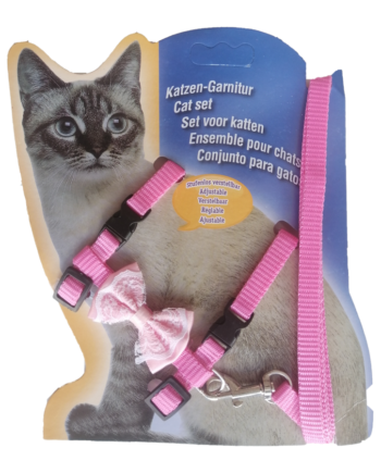 Atlantik Papyonlu Pembe Kedi Göğüs Bel Tasması 20*32 cm