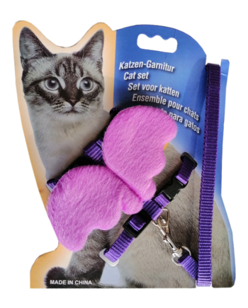 Atlantik Kanatlı Melek Kedi Göğüs Bel Tasması 20*32 cm Mor