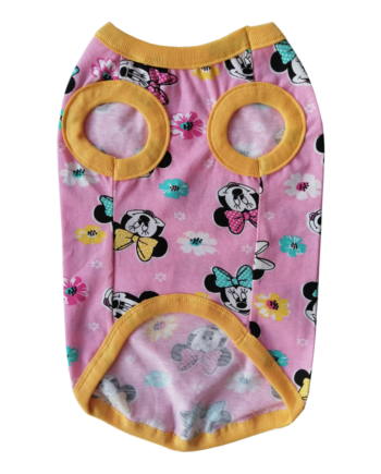 Kedi Köpek Kıyafeti Pembe Micky Desenli Tişört XL 38 cm