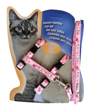 Atlantik Desenli Kedi Göğüs Bel Tasması 20*32 cm Pembe