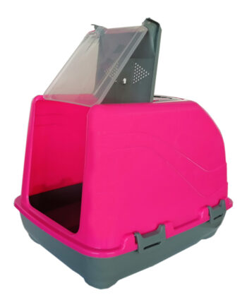 Lüks Üstü Açılabilir Kedi Tuvaleti 38-50 cm Pembe