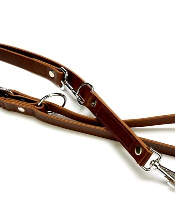 Doggie Ayarlanabilir Seri Premium Deri Köpek Gezdirme Kayışı 2,5 x 12-90 cm Kahverengi