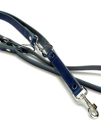 Doggie Ayarlanabilir Seri Premium Deri Köpek Gezdirme Kayışı 1,5 x 12-90 cm Mavi