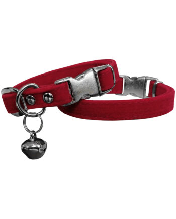 Markapet Kadife Çanlı Kedi Boyun Tasması 20-32 cm Kırmızı