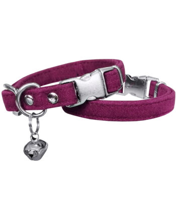 Markapet Kadife Çanlı Kedi Boyun Tasması 20-32 cm Koyu Pembe