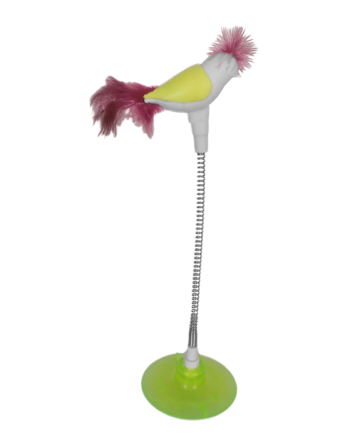 Markapet Vantuzlu Yaylı Kuşlu  Kedi Oyuncağı 30 cm Neon Yeşil