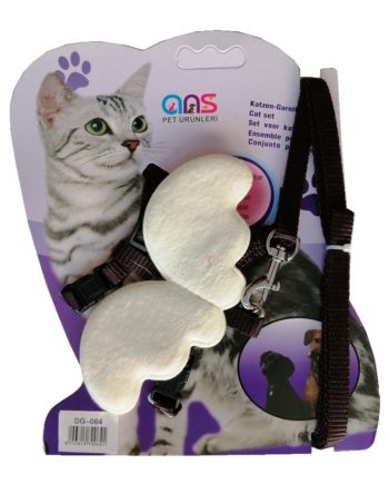 Ans Kanatlı Melek Kedi Göğüs Bel Tasması 20*32 cm Siyah Beyaz