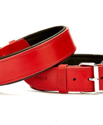 Doggie Konfor Deri El Yapımı Köpek Boyun Tasması 6x60-70 cm Kırmızı