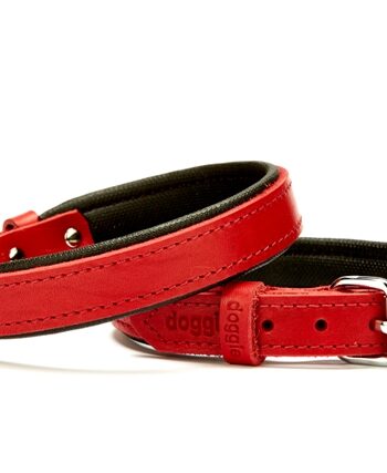 Doggie El Yapımı Konforlu Deri Köpek Tasması 2x35-40 cm Kırmızı