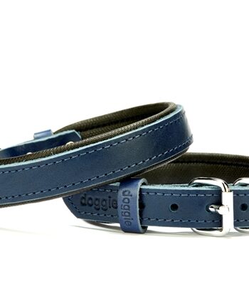Doggie El Yapımı Konforlu Deri Köpek Tasması 2x30-35 cm Mavi