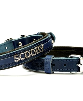 Doggie Deri İsimlikli Köpek Tasması 2x35-40 cm Mavi