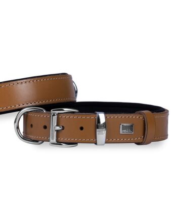 Doggie Konfor Deri El Yapımı Köpek Boyun Tasması 5x55-65 cm Kamel