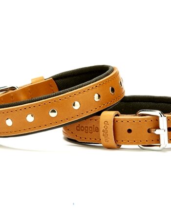 Doggie Deri Rivetli Köpek Tasması 2,5x37-45 cm Camel