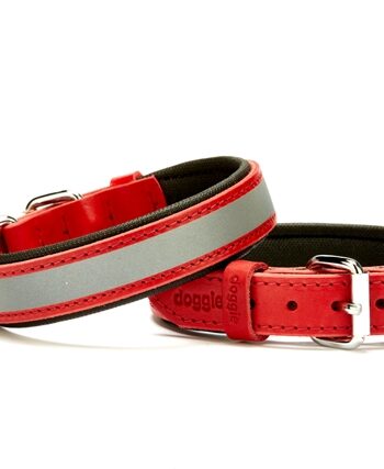 Doggie Konforlu Reflektörlü Deri Köpek Tasması 2,5x37-45 cm Kırmızı