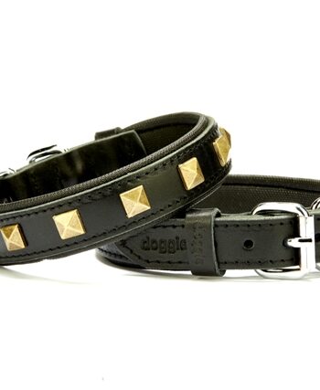 Doggie Piramit Metal İşlemeli Deri Köpek Boyun Tasması 3,5x47x55 cm Siyah