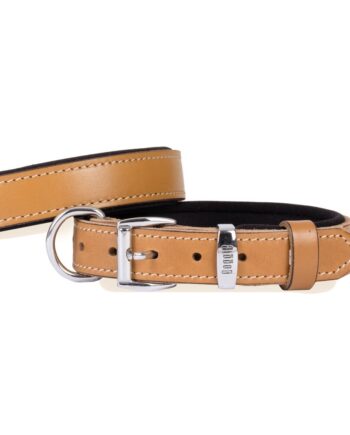 Doggie El Yapımı Konforlu Deri Köpek Tasması 3x42-50 cm Kamel