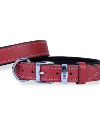 Doggie El Yapımı Konforlu Deri Köpek Tasması 3x42-50 cm Kırmızı