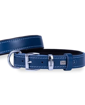 Doggie El Yapımı Konforlu Deri Köpek Tasması 3x42-50 cm Mavi
